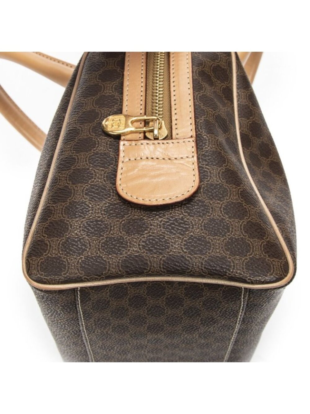 Celine Small Boston Beige Brown Macadam Canvas Shoulder Bag - Picture 7 of 10